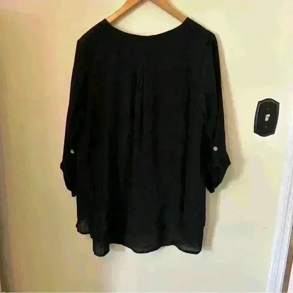 Rachel Coal Black Asymmetrical Button Blouse Size M - Picture 2 of 7